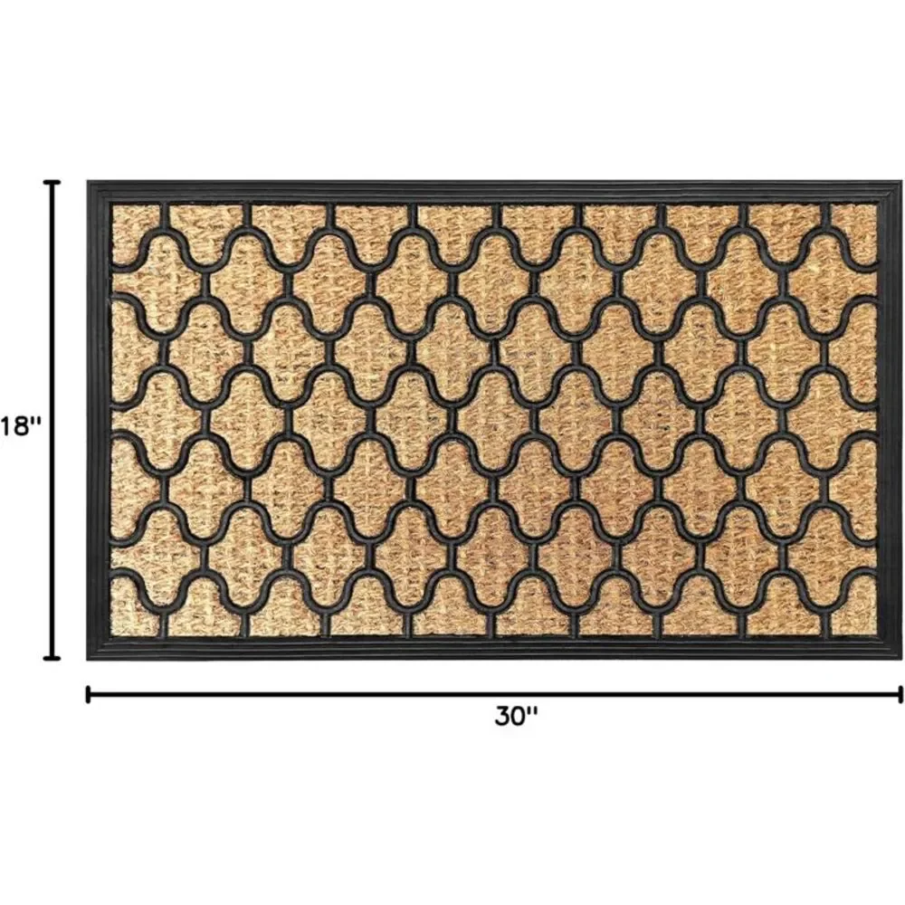 Geometric Entrance Door Mat, 100% Natural Coconut Husk Fibers & Non-Skid